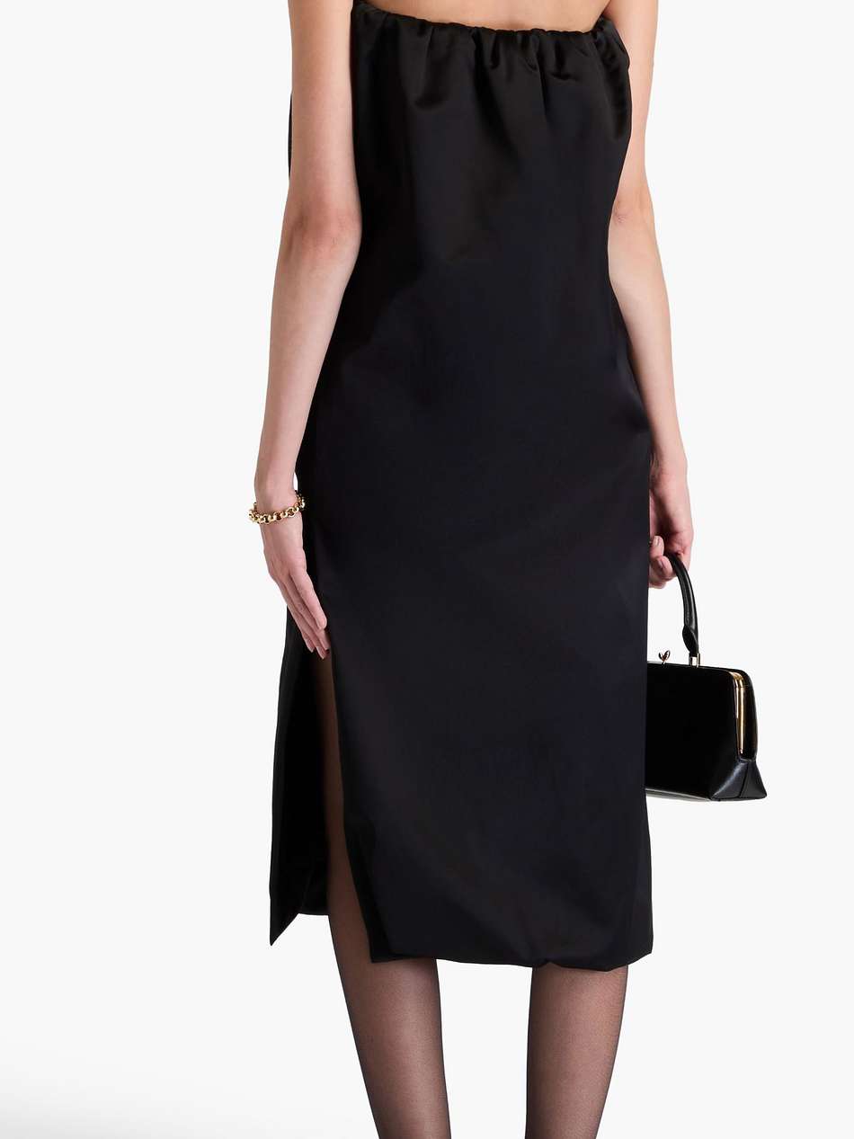 strapless cotton-blend duchesse-satin midi dress