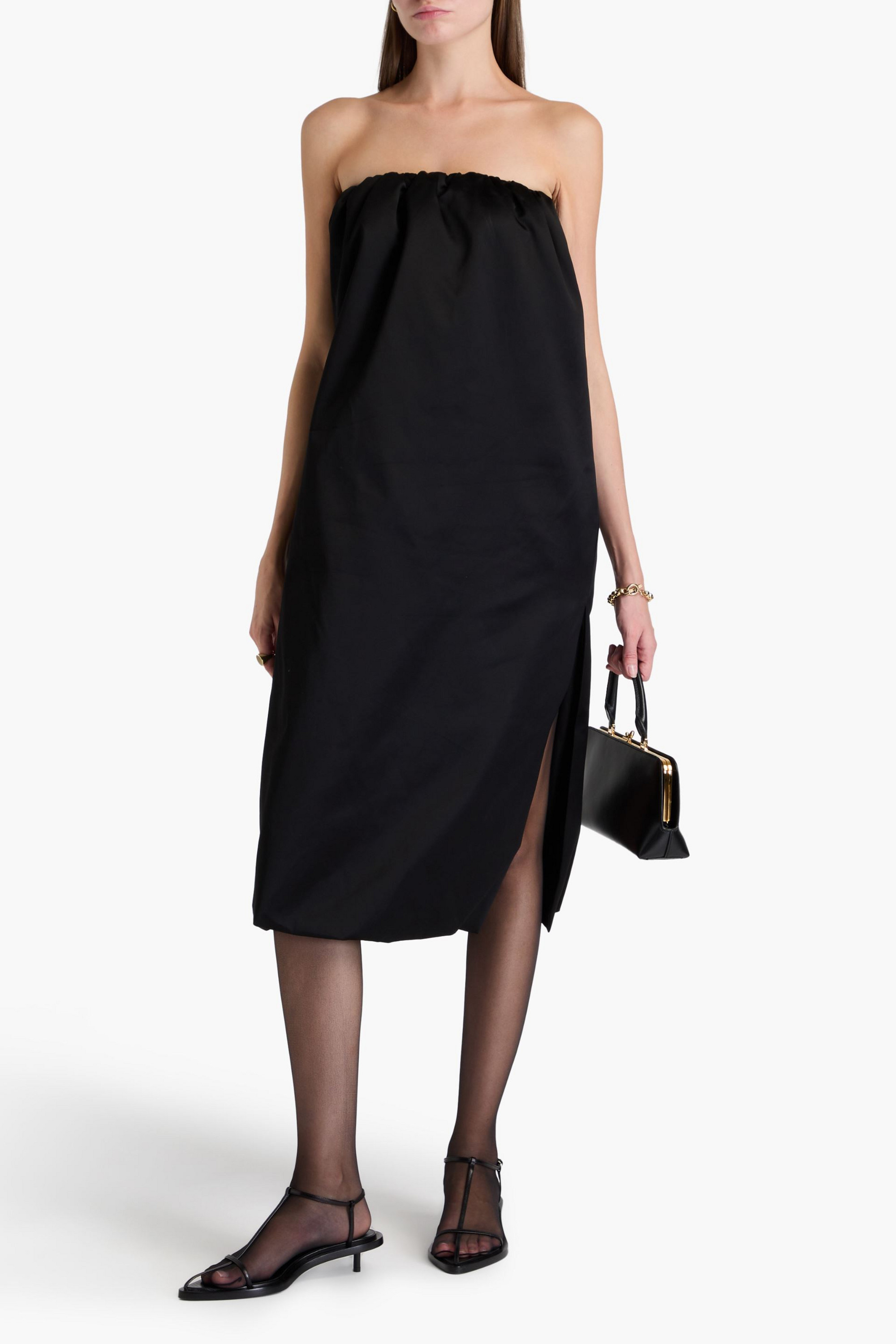 KHAITE Yara strapless cotton-blend duchesse-satin dress
