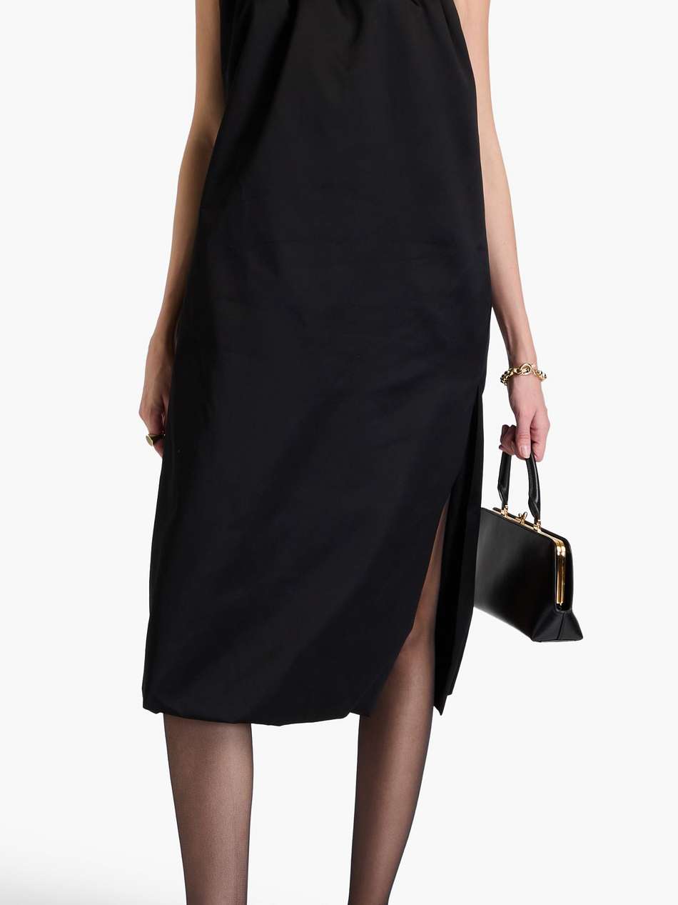 strapless cotton-blend duchesse-satin midi dress