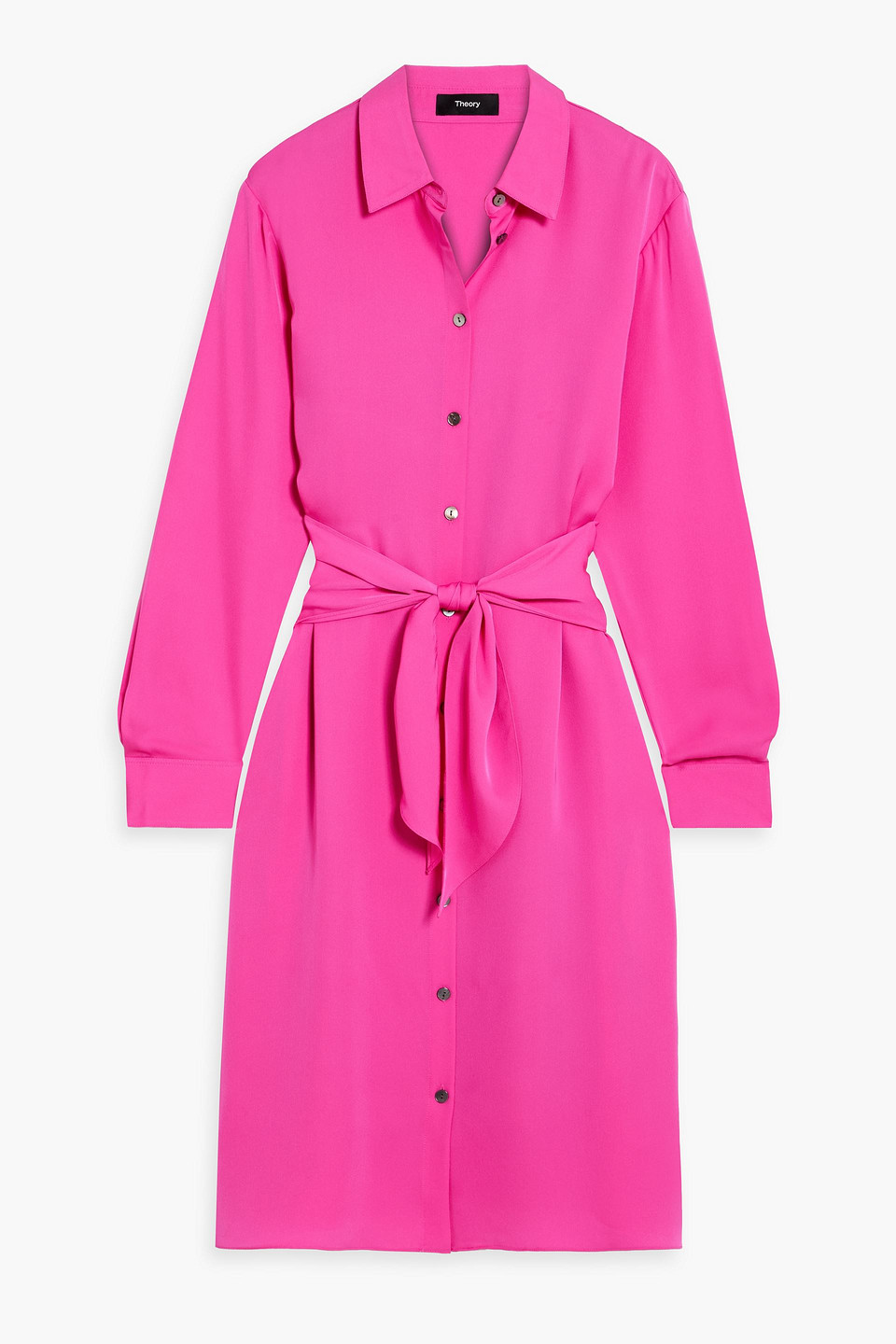 theory - silk crepe de chine shirt dress - pink - m