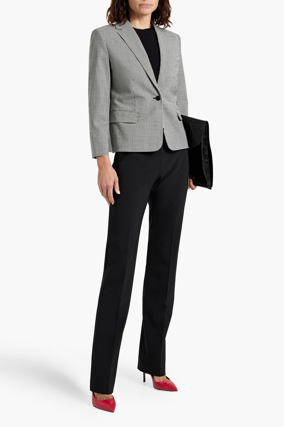 THEORY GINGHAM WOOL-BLEND BLAZER