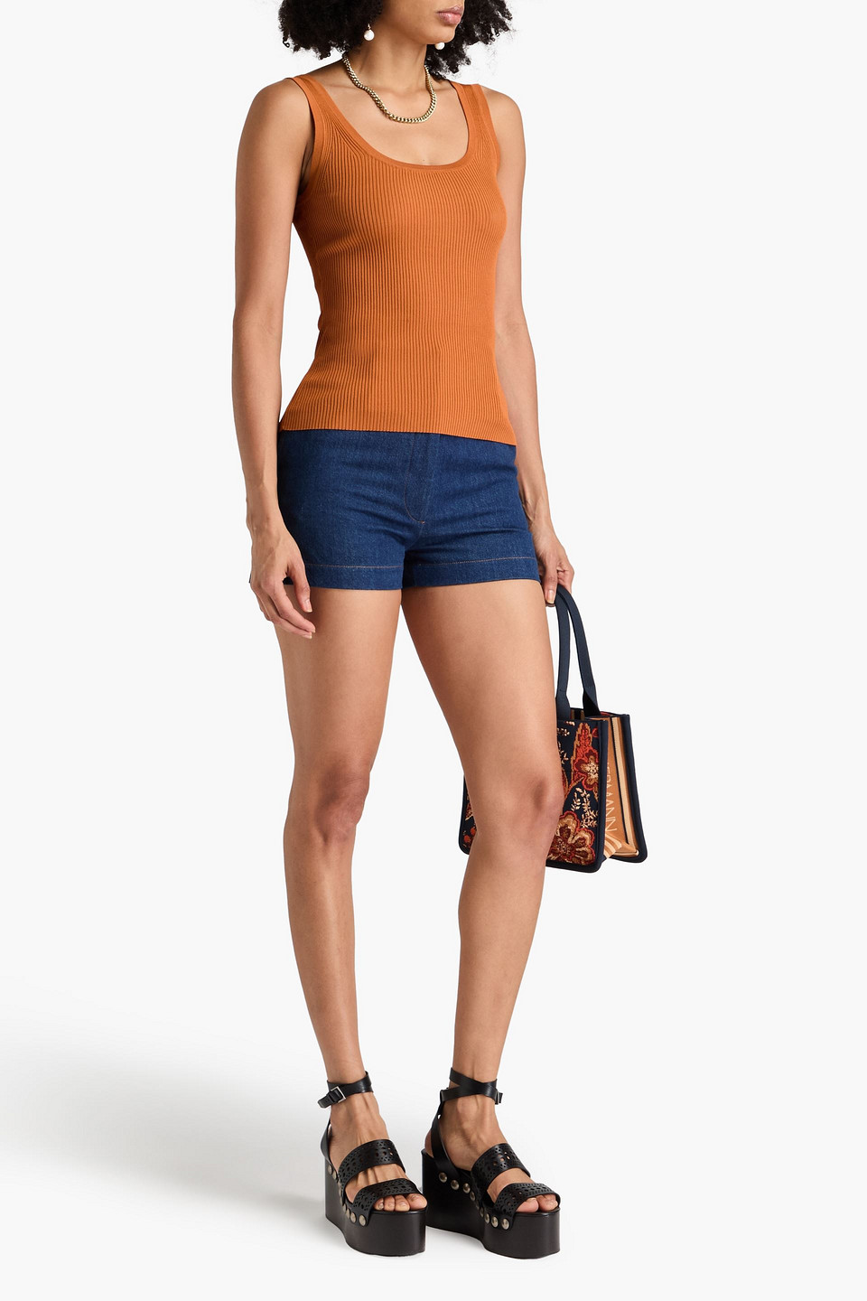 Zimmermann Junie Scoop Neck Viscose Blend Tank Top In Camel