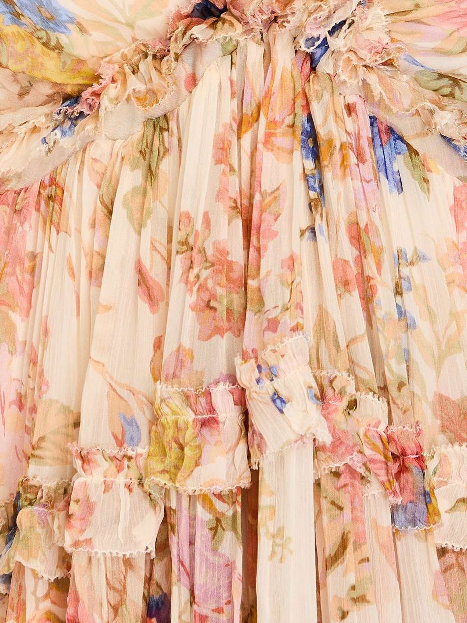 tiered floral-print crepon mini dress