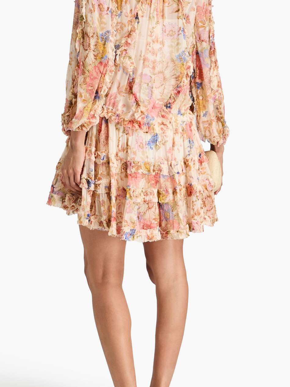 tiered floral-print crepon mini dress