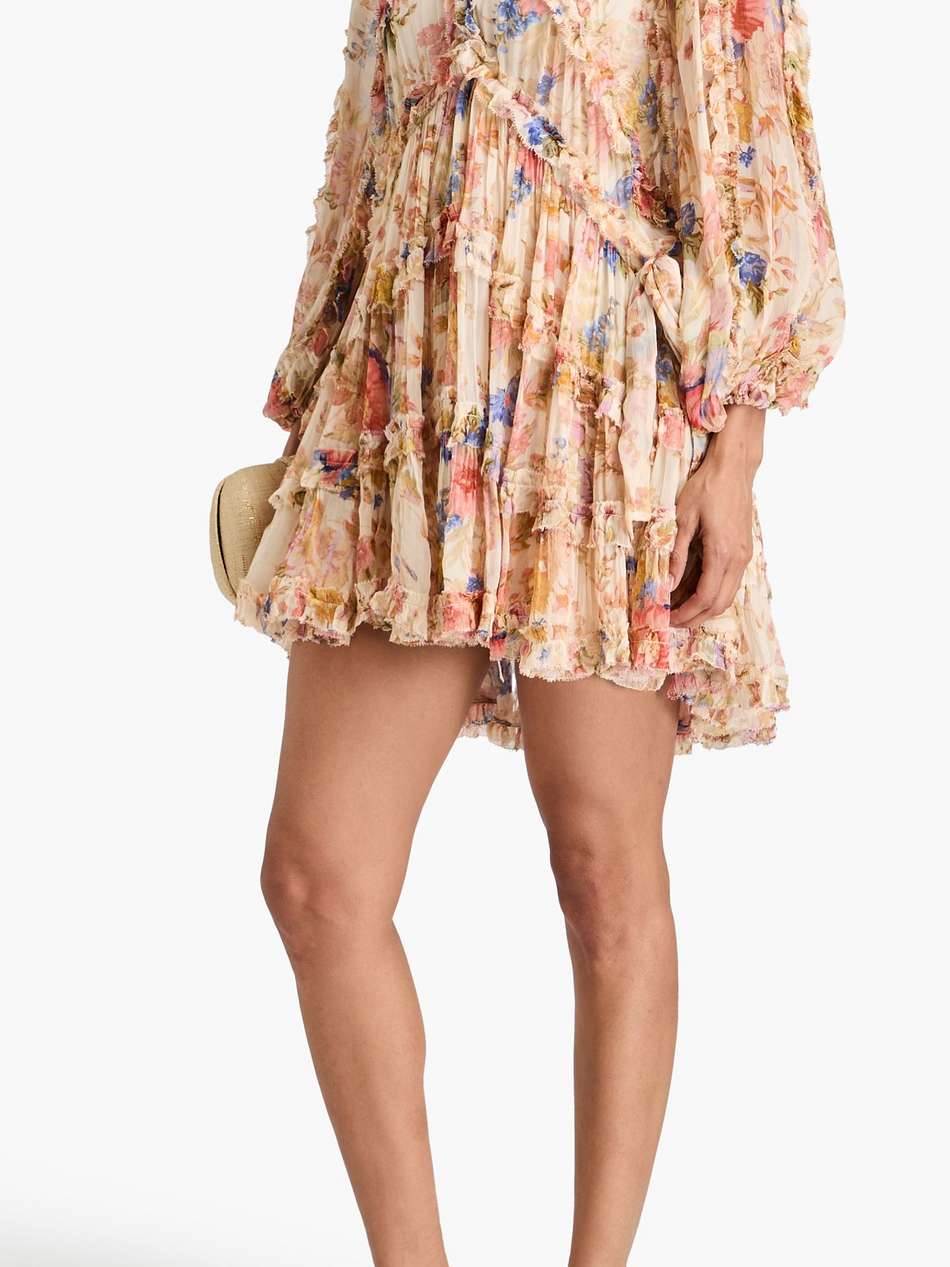 tiered floral-print crepon mini dress
