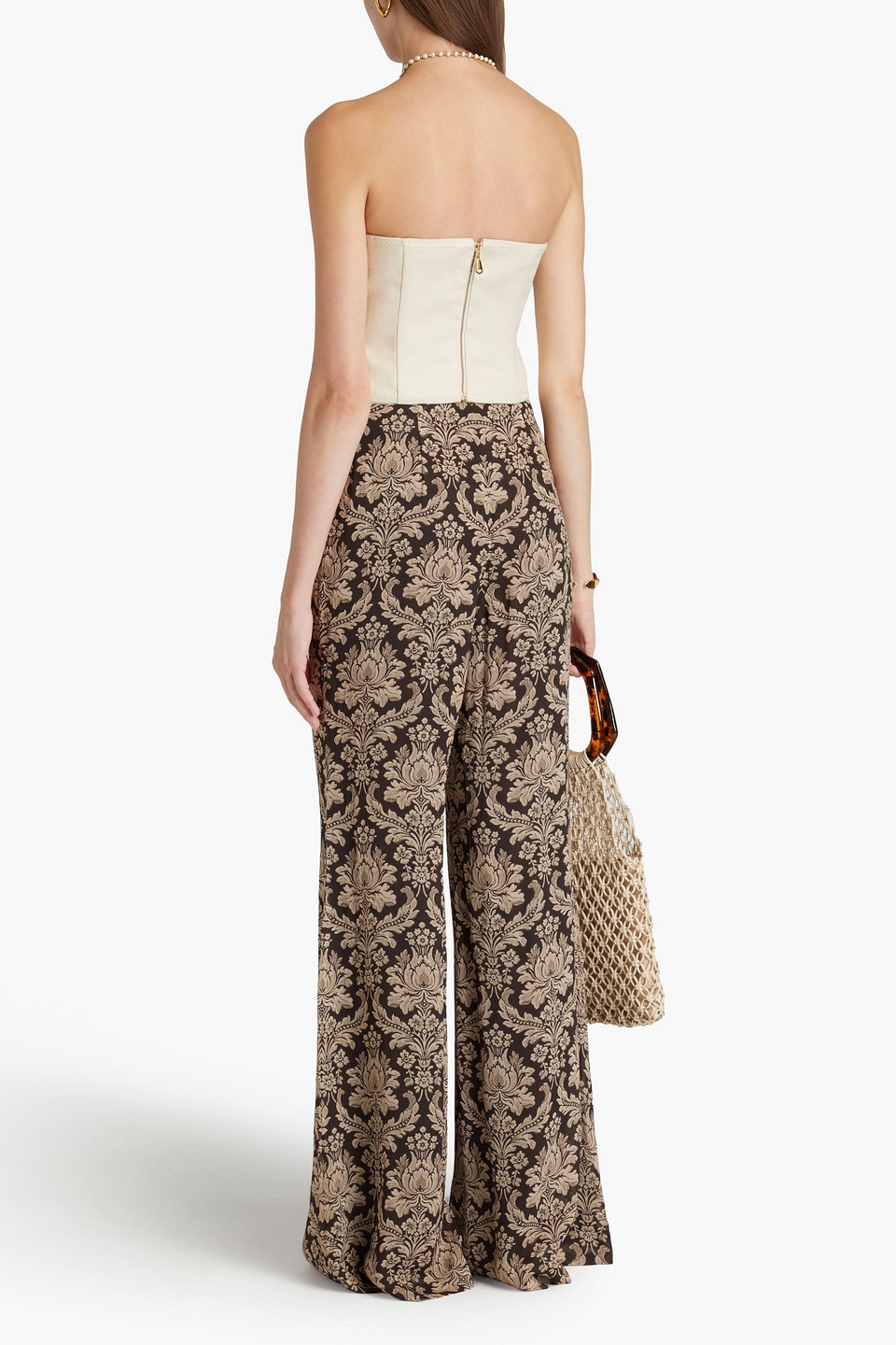 Zimmermann Floral-print Crepon Wide-leg Pants In Beige