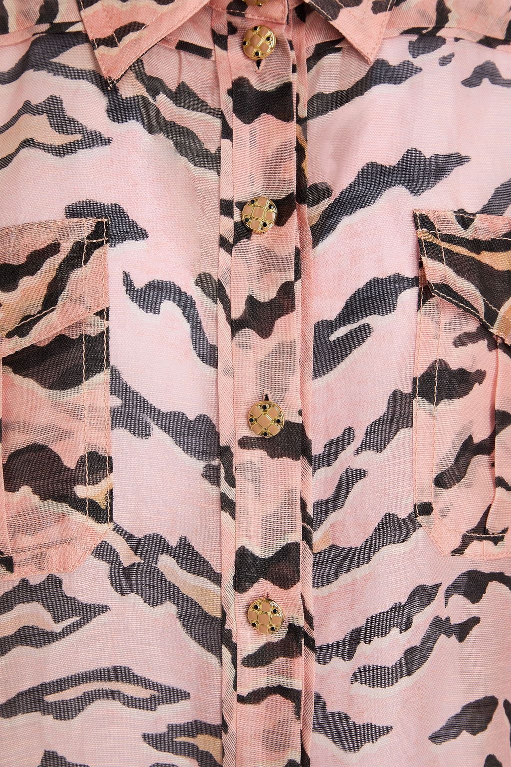 ZIMMERMANN Zebra-print linen and silk-blend gauze shirt
