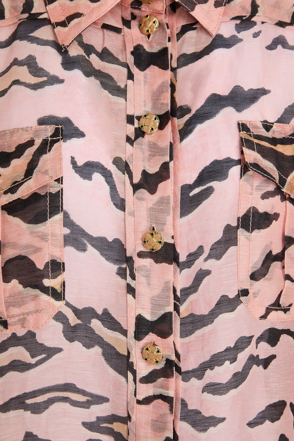 Zimmermann Zebra-print Linen And Silk-blend Gauze Shirt In Animal Print