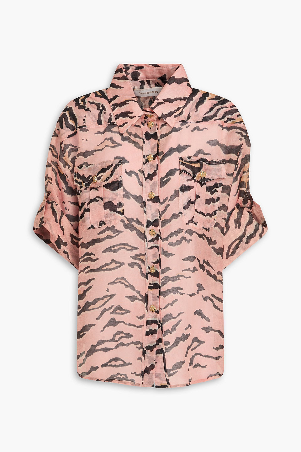 Zimmermann Zebra-print Linen And Silk-blend Gauze Shirt In Animal Print