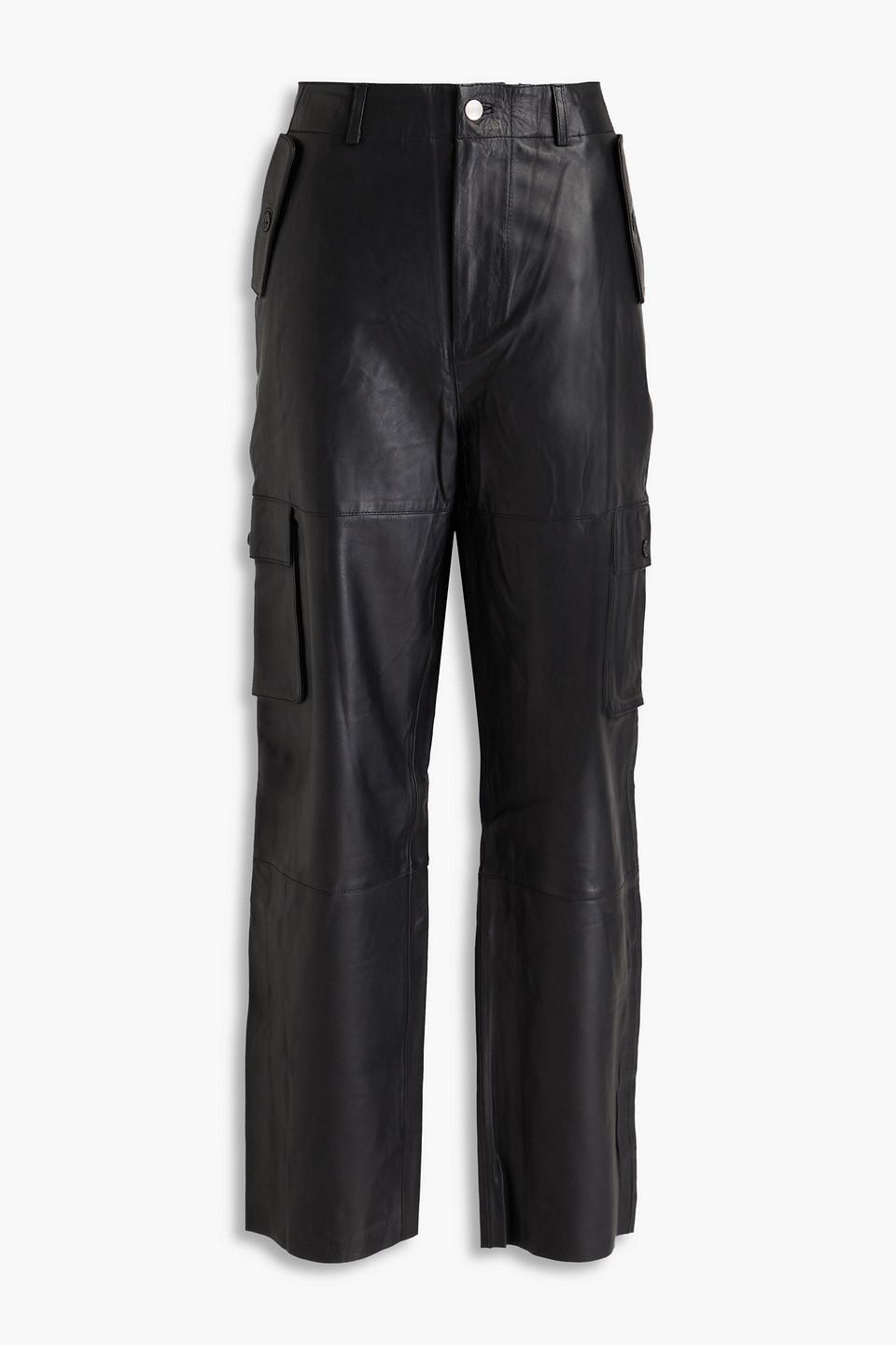 Deadwood Convoy Leather Cargo Trousers In Black