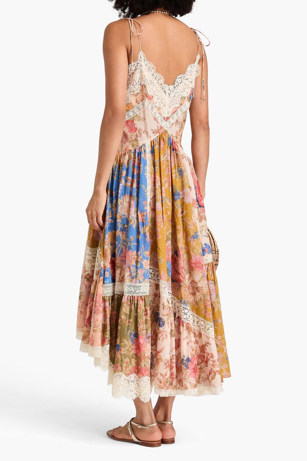 ZIMMERMANN Lace-trimmed floral-print cotton maxi dress