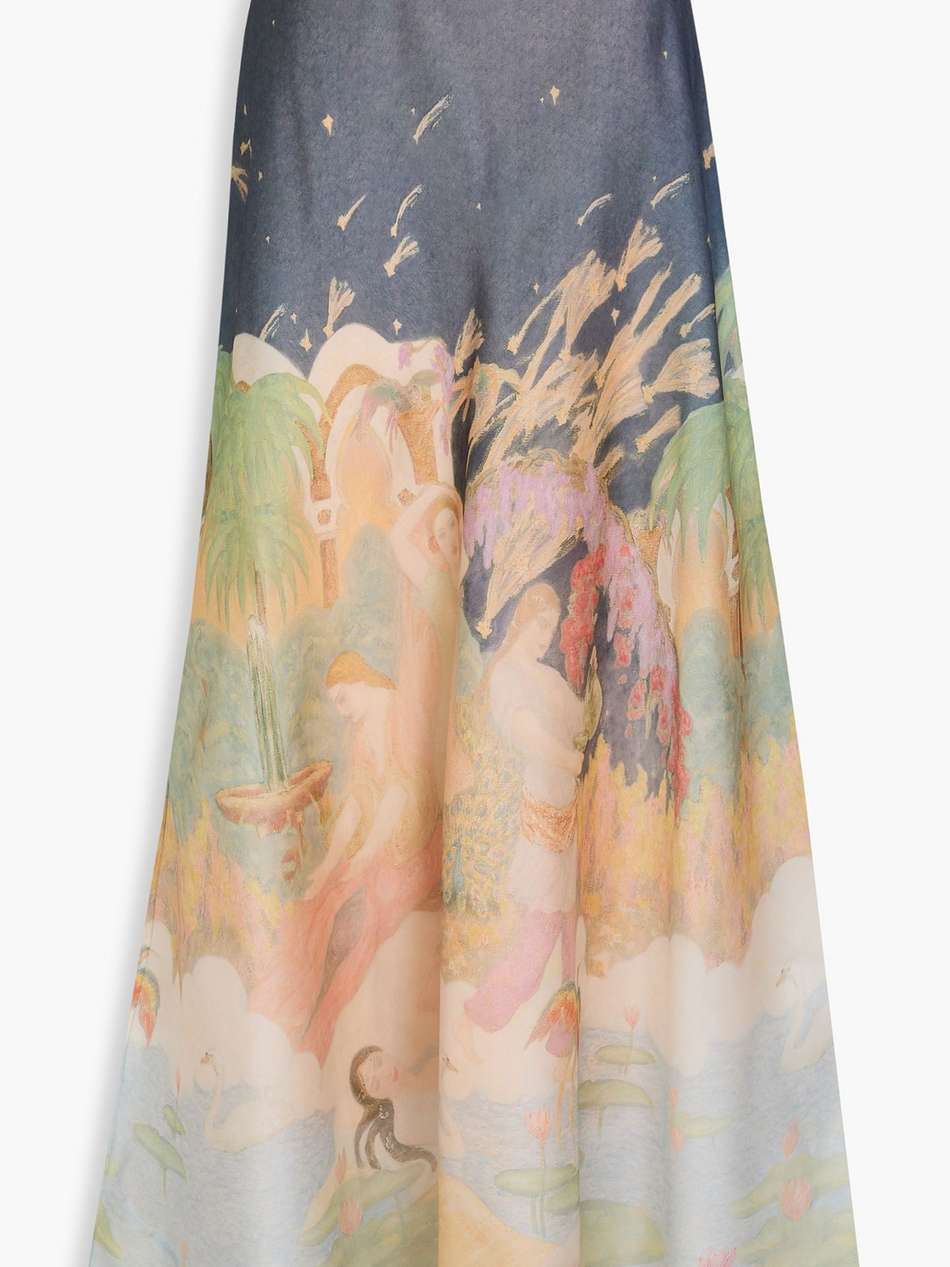 printed silk-organza maxi skirt