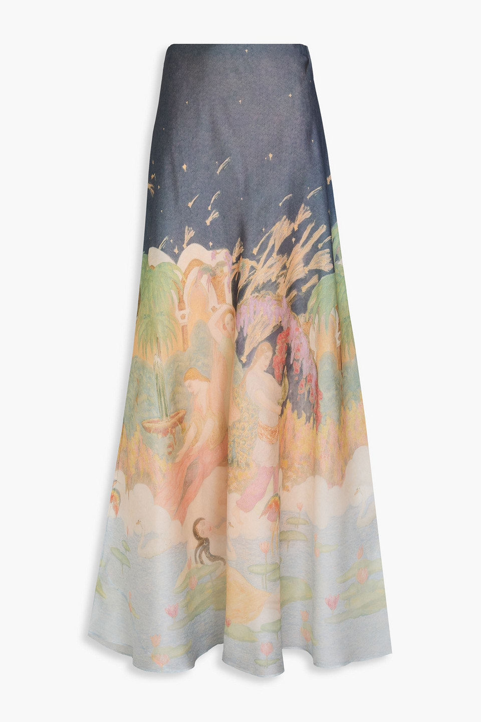 Zimmermann Lyrical Bias Flare Skirt In Paradise In Gray