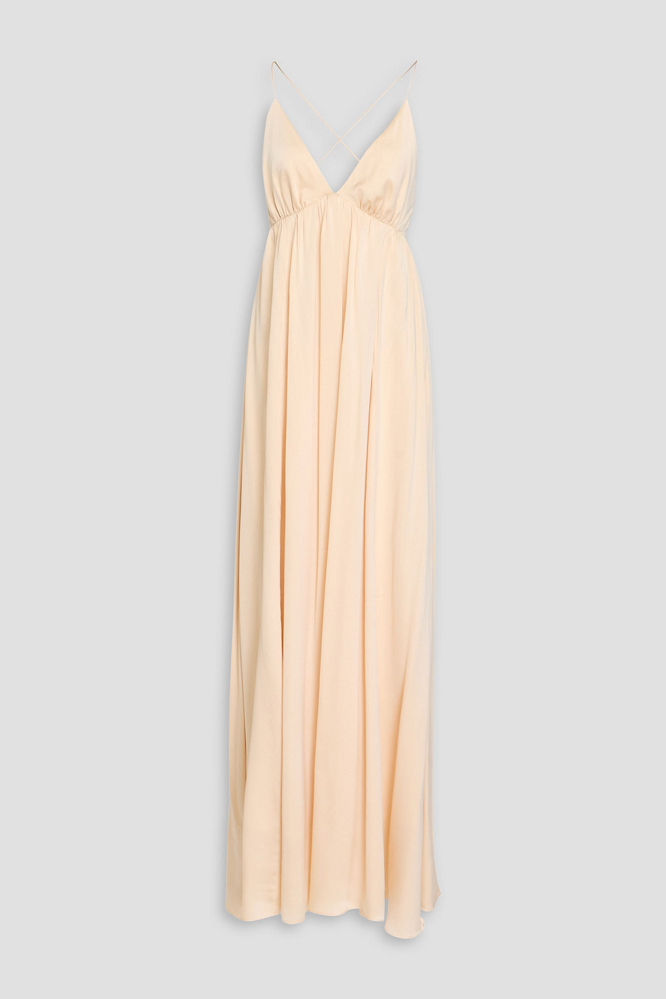 zimmermann - gathered washed-silk maxi dress - white - 2