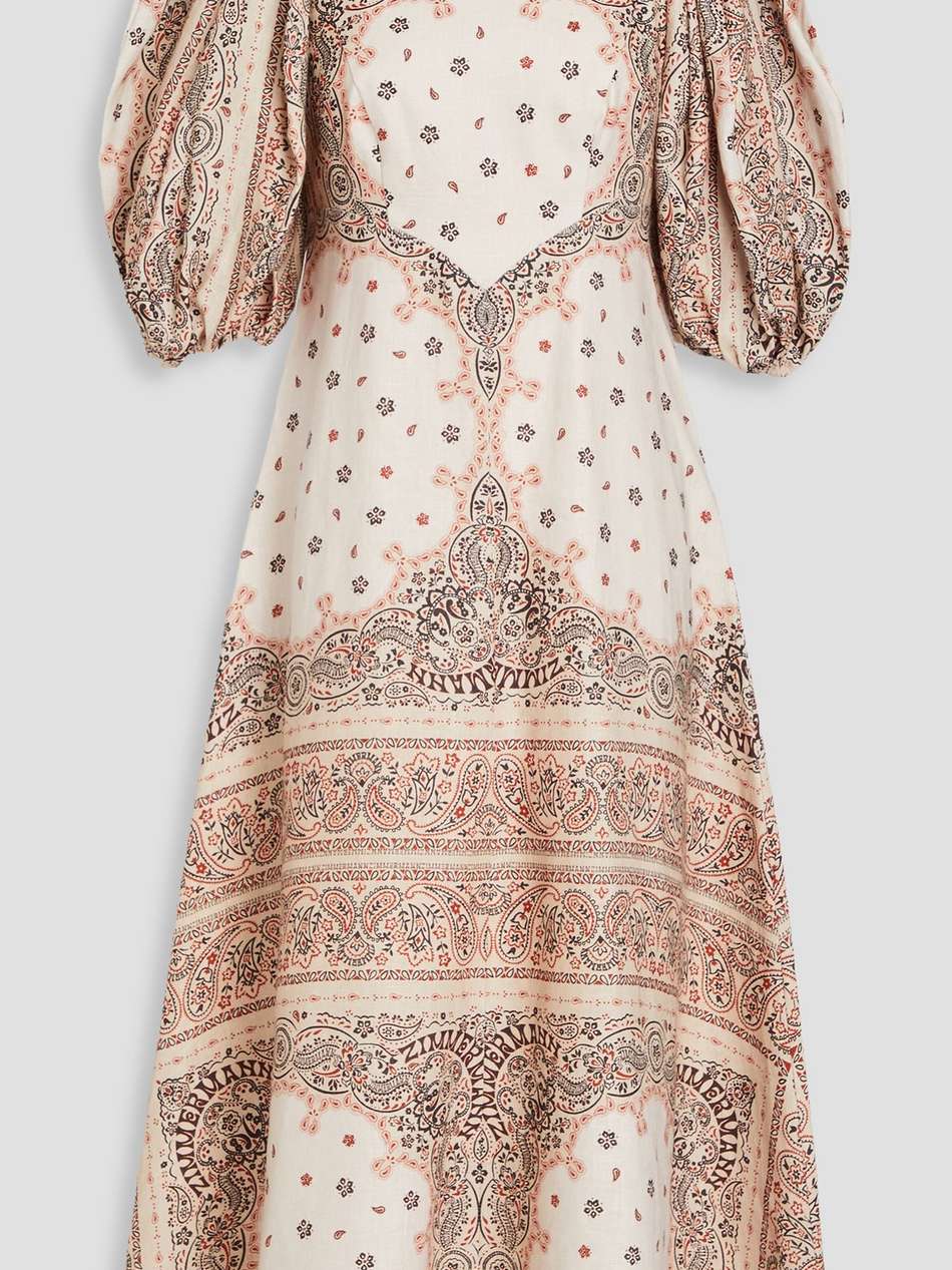 paisley-print linen midi dress