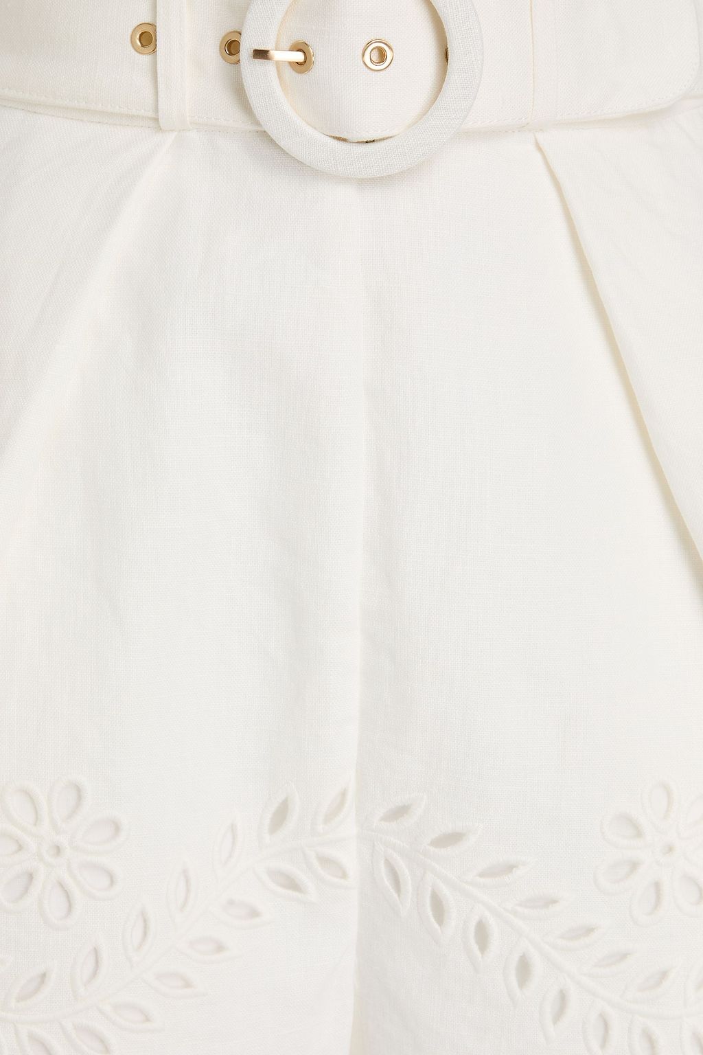 ZIMMERMANN Belted broderie anglaise linen shorts