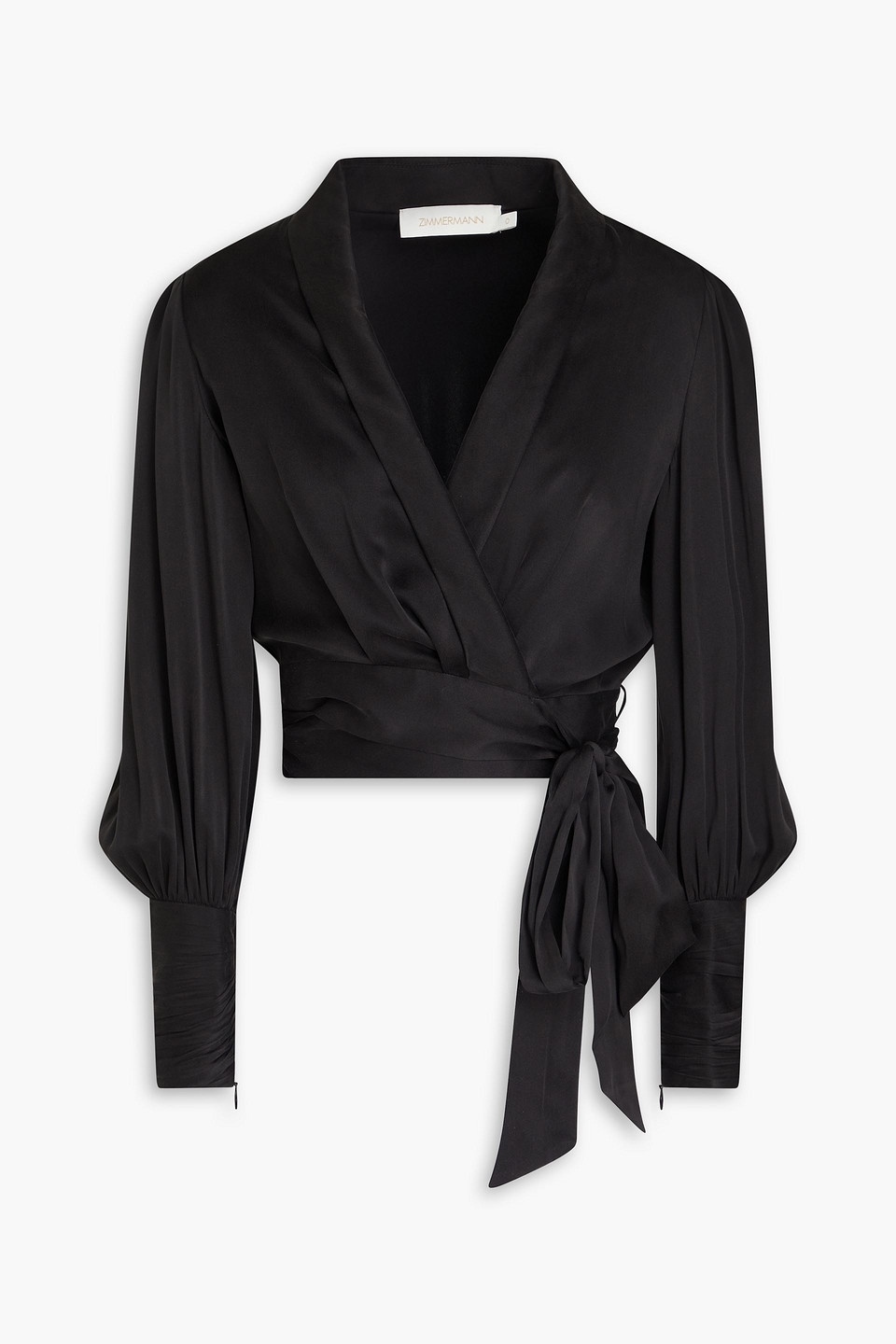 ZIMMERMANN CROPPED SILK WRAP TOP 