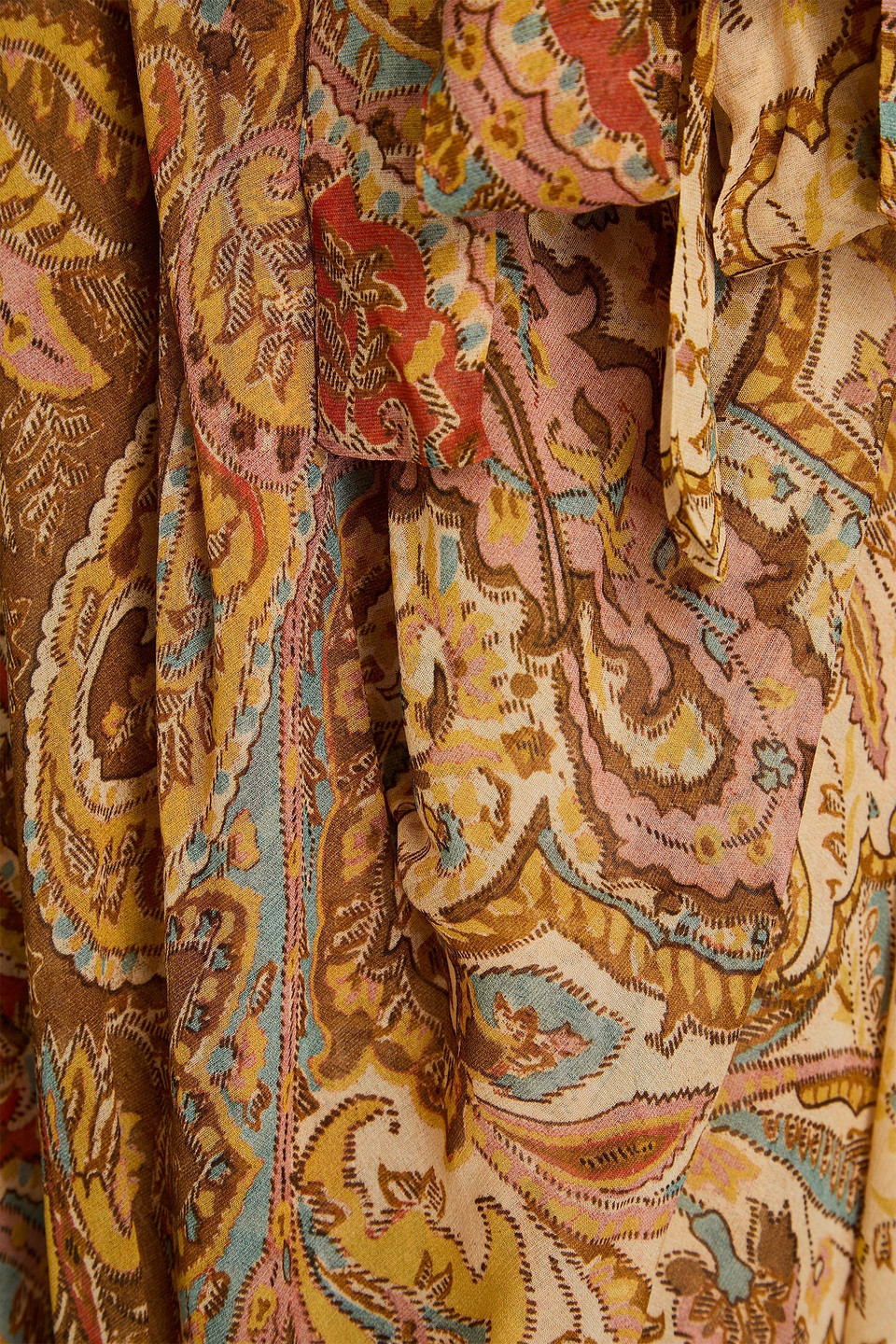Zimmermann Paisley-print Georgette Midi Dress In Light Brown