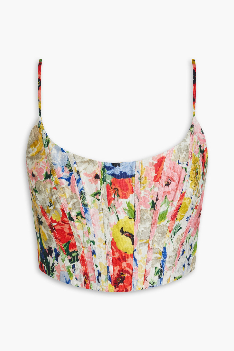 zimmermann - cropped floral-print linen bra top - pink - 00