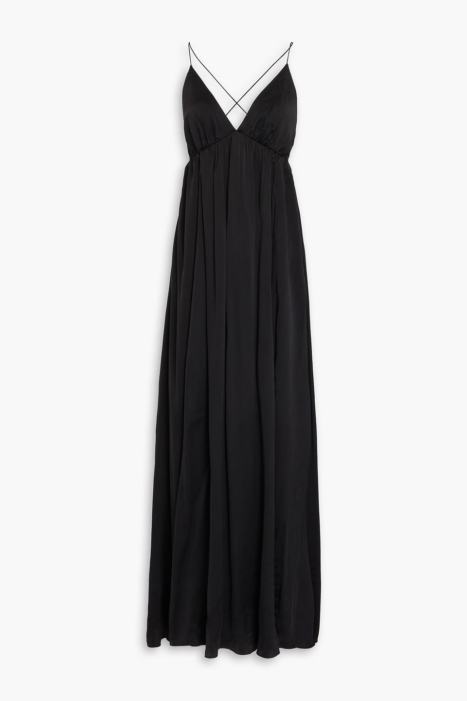 Zimmermann Open-back Gathered Silk Maxi Dress In Black