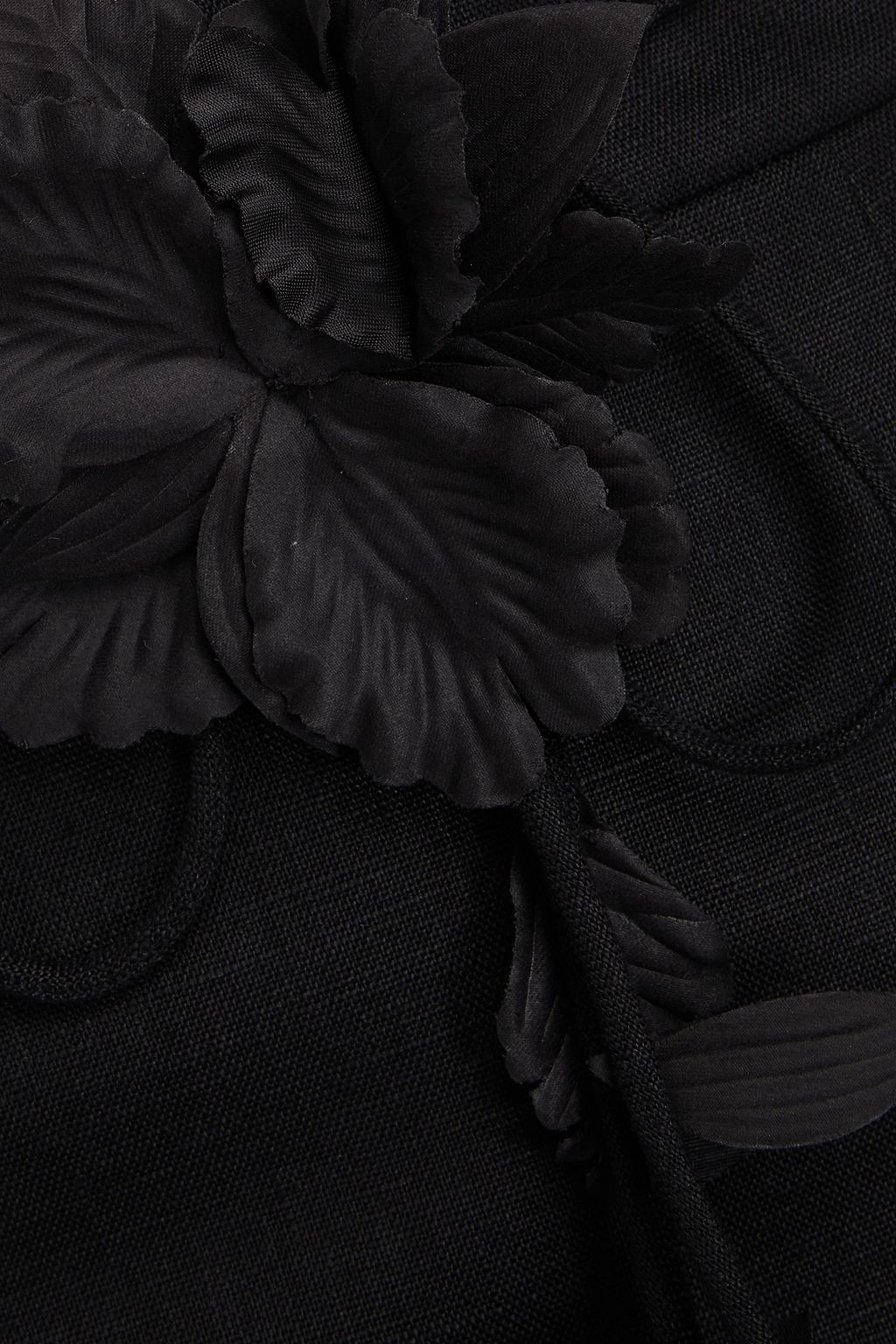 ZIMMERMANN Floral-appliquéd linen midi skirt