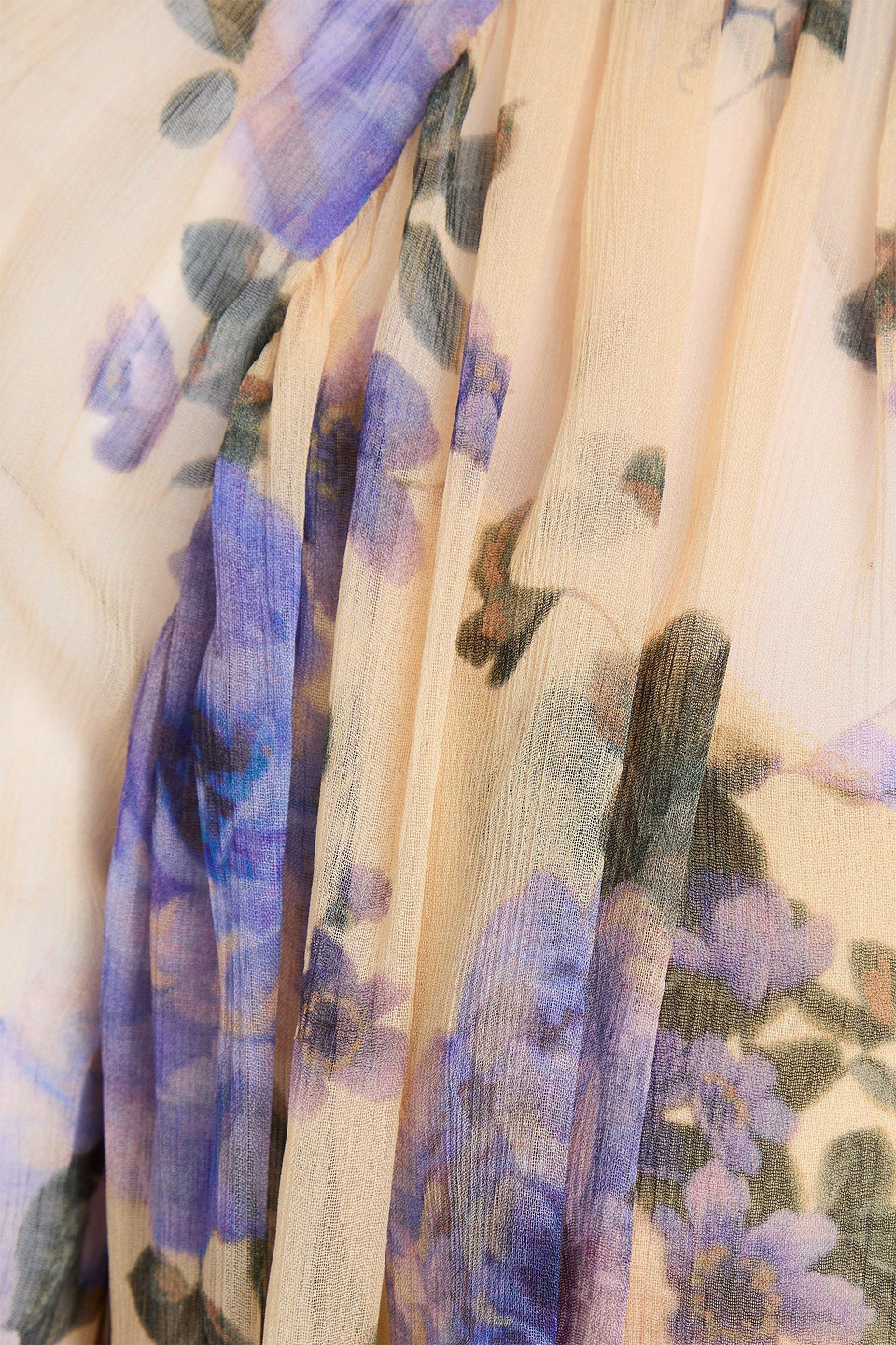 Zimmermann Embellished Floral-print Silk-crepon Blouse In Sand