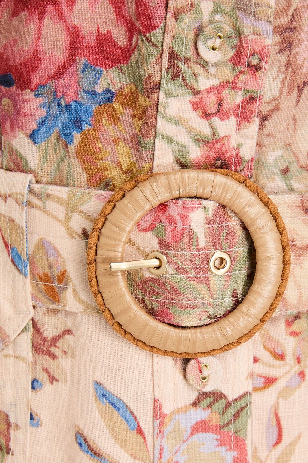 ZIMMERMANN Belted floral-print linen mini dress