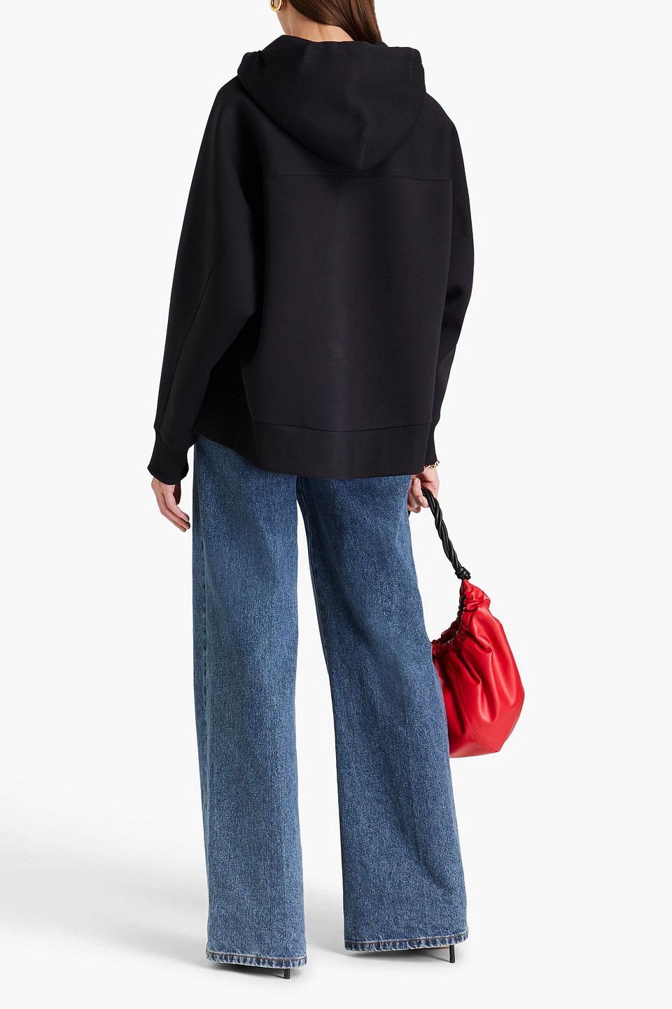 Victoria Beckham Cotton-blend Jersey Hoodie In Black
