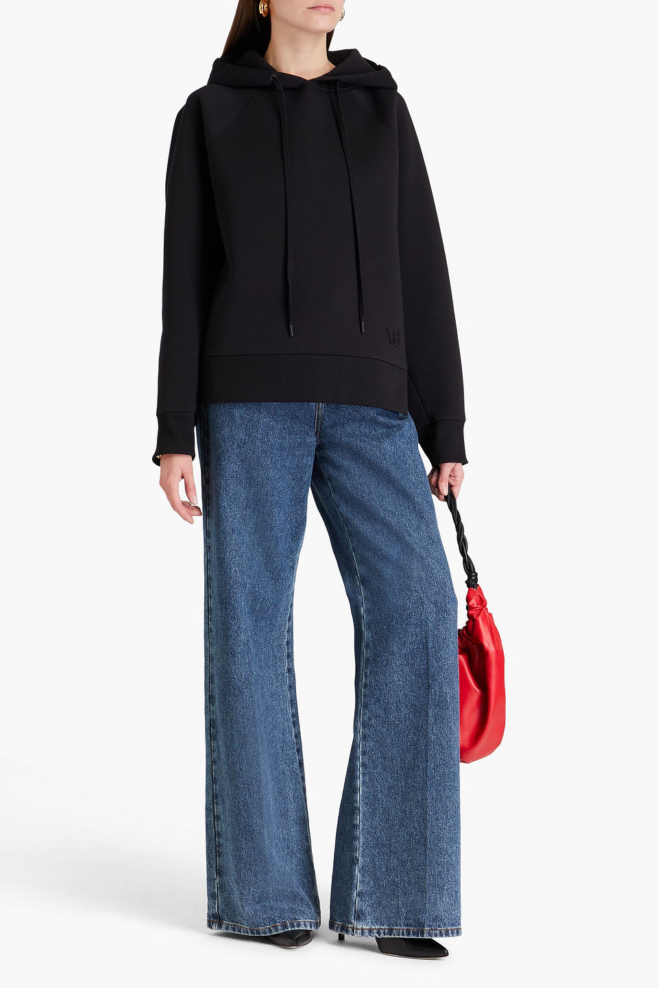 Victoria Beckham Cotton-blend Jersey Hoodie In Black