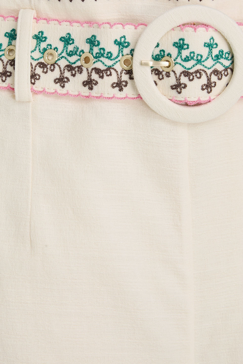 Shop Zimmermann Embroidered Linen Shorts In Cream