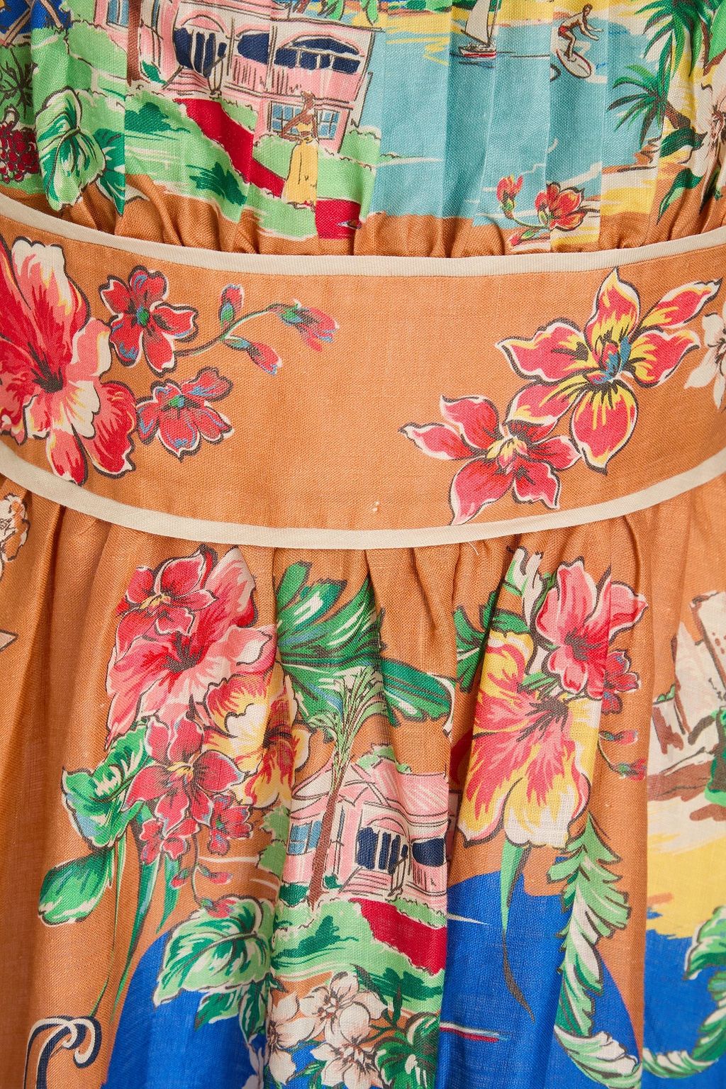 ZIMMERMANN Printed linen midi dress