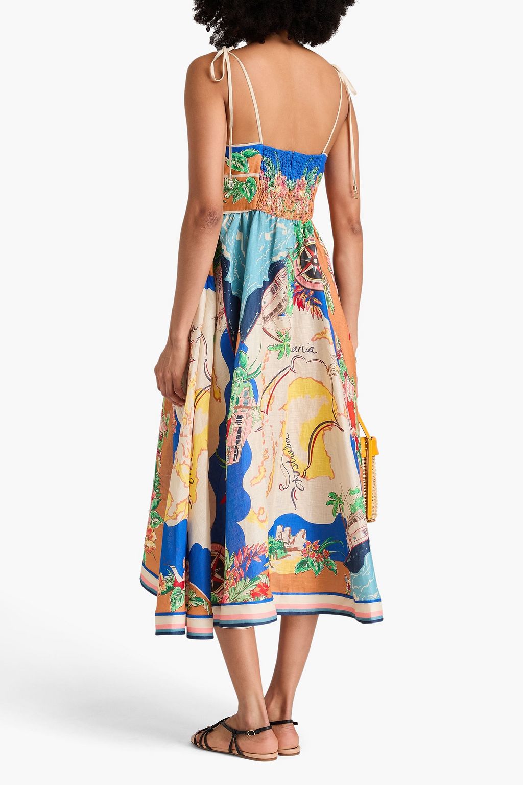 ZIMMERMANN Printed linen midi dress
