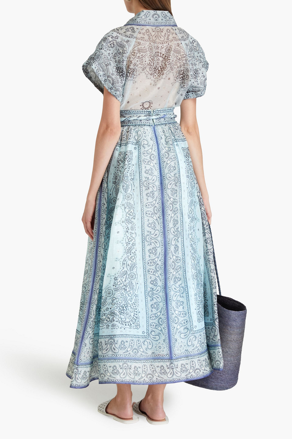 ZIMMERMANN PAISLEY-PRINT LINEN AND SILK-BLEND GAUZE MAXI SKIRT