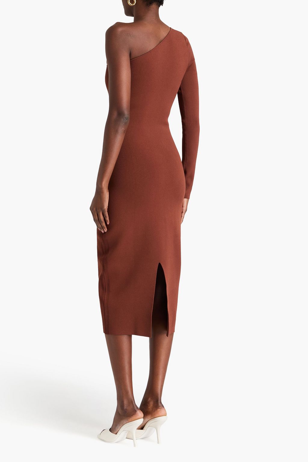 VB BODY VICTORIA BECKHAM فستان متوسط الطول بكتف واحد من نسيج محبوك مطاطي
