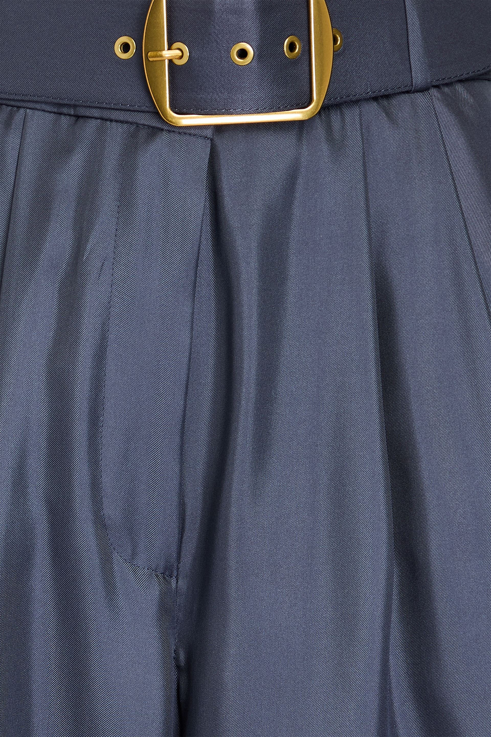 Zimmermann Lyrical Belted Wide-leg Silk Trousers In Navy