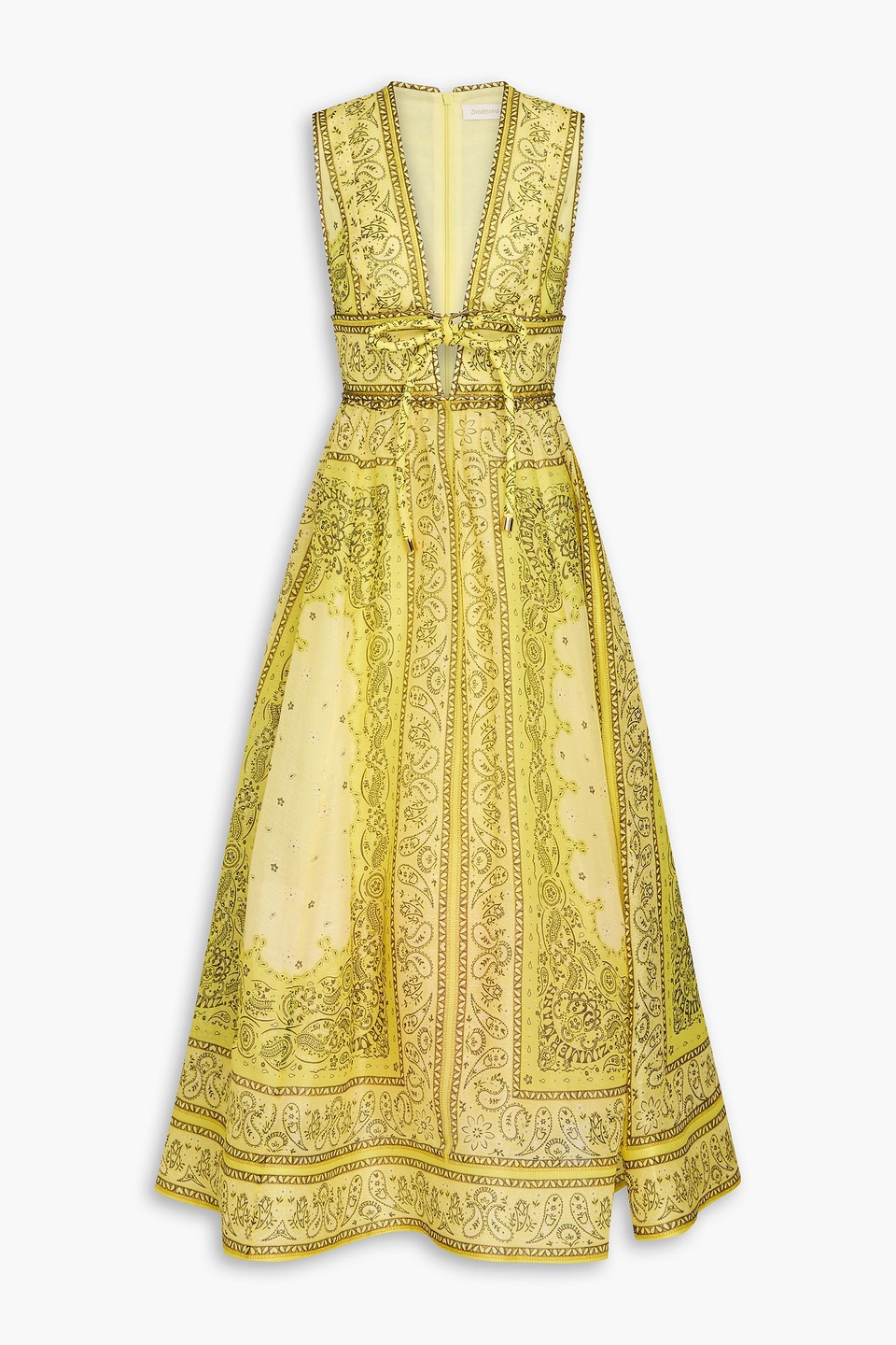 Zimmermann Matchmaker Printed Linen And Silk-blend Gown In Yellow