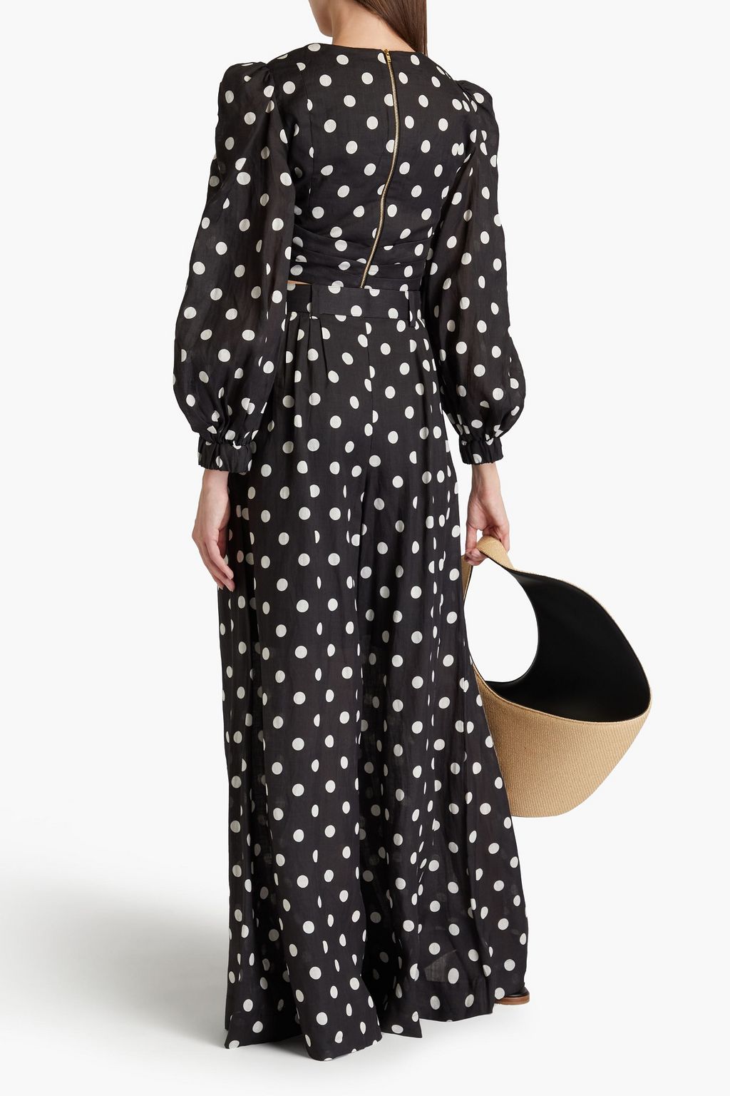 ZIMMERMANN ラミー ワイドレッグパンツ ベルト付き ポルカドット