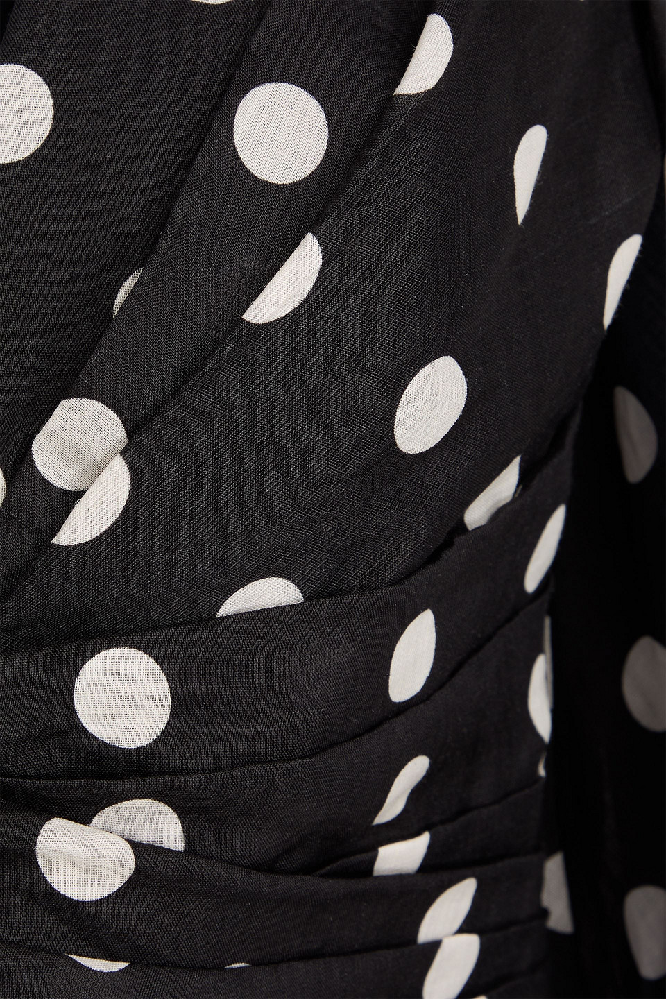 Zimmermann Cropped Polka-dot Ramie Top In Black