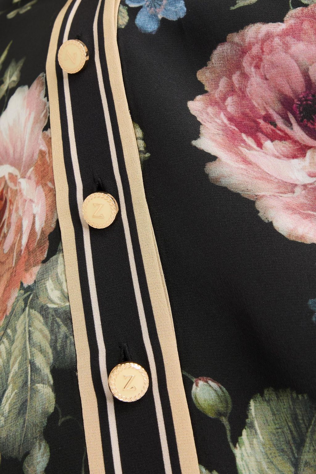 ZIMMERMANN 플로럴 프린트 실크 크레이프 셔츠