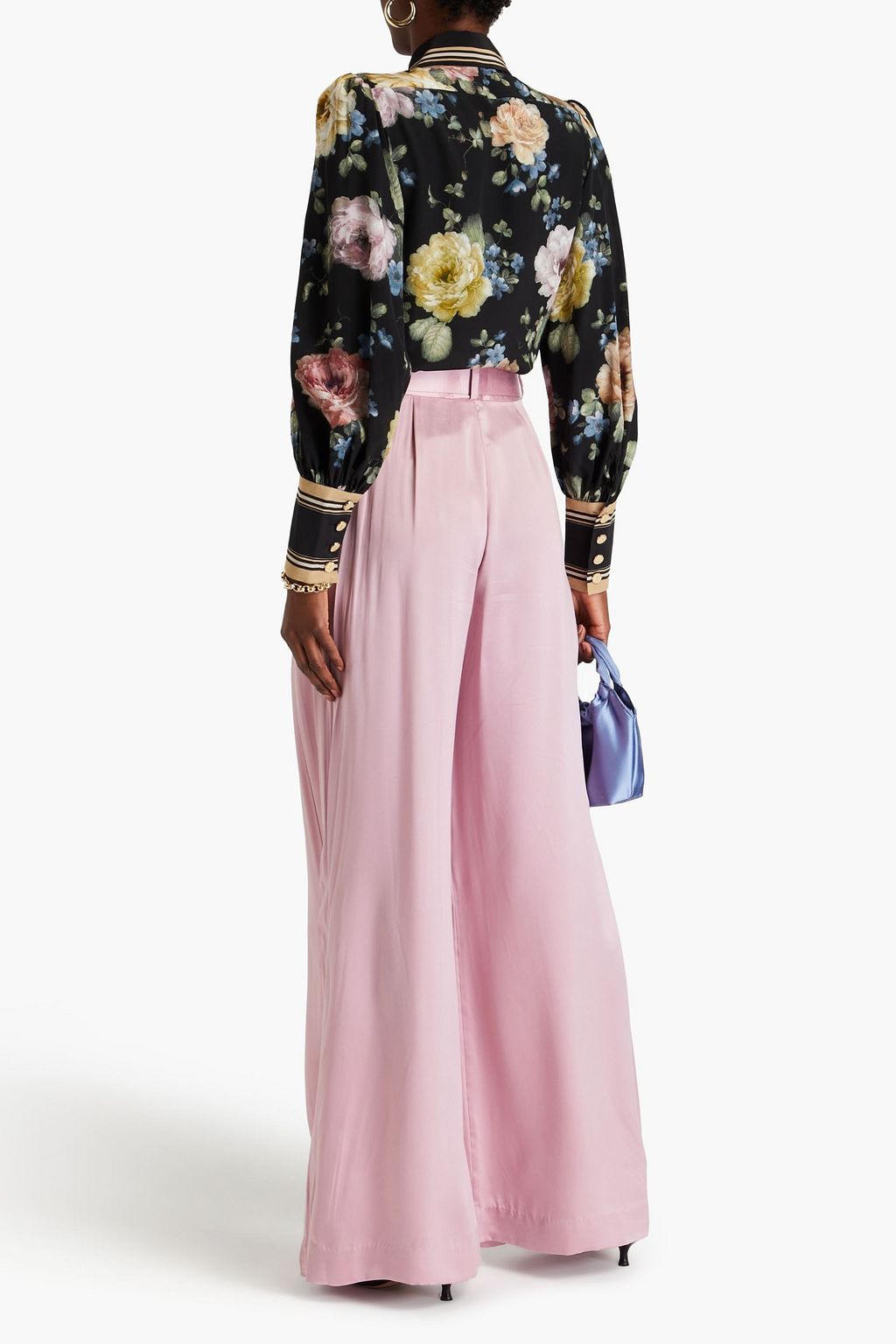 ZIMMERMANN 플로럴 프린트 실크 크레이프 셔츠