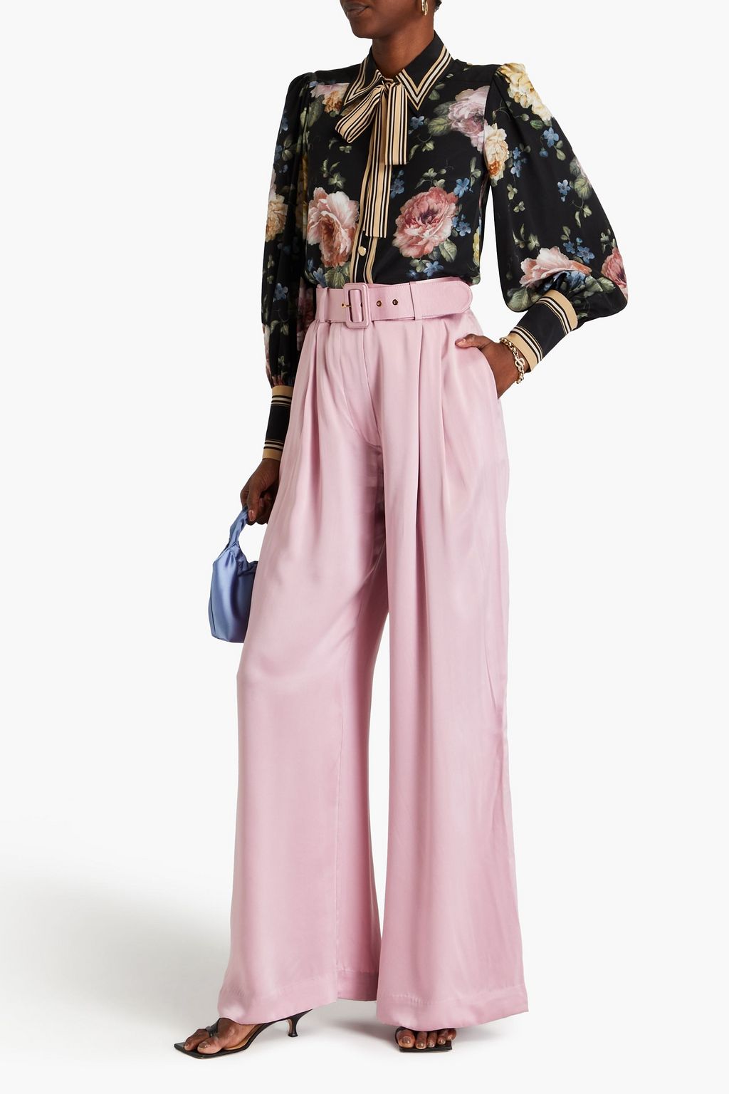 ZIMMERMANN 플로럴 프린트 실크 크레이프 셔츠