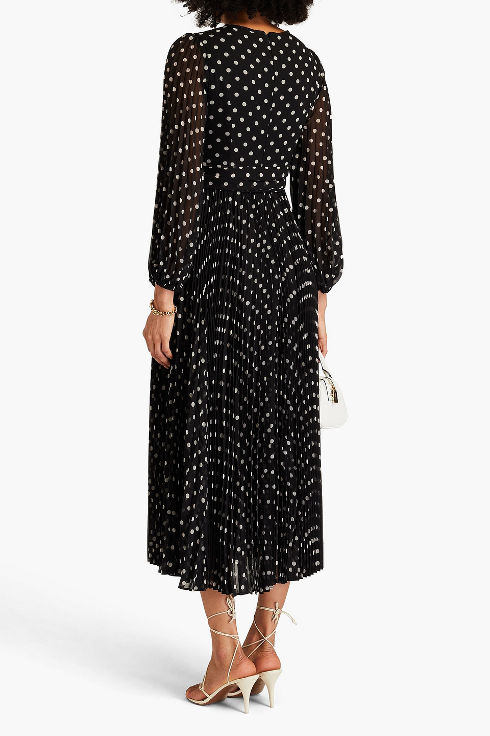 Zimmermann Polka-dot Plissé-georgette Midi Dress In Black