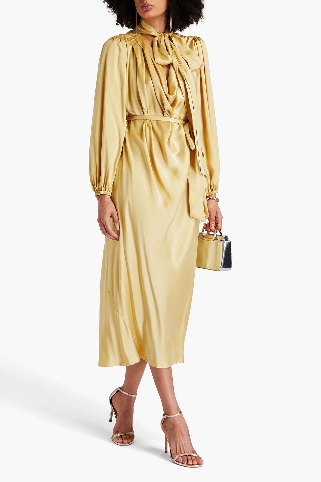 ZIMMERMANN Pussy-bow silk-satin midi dress