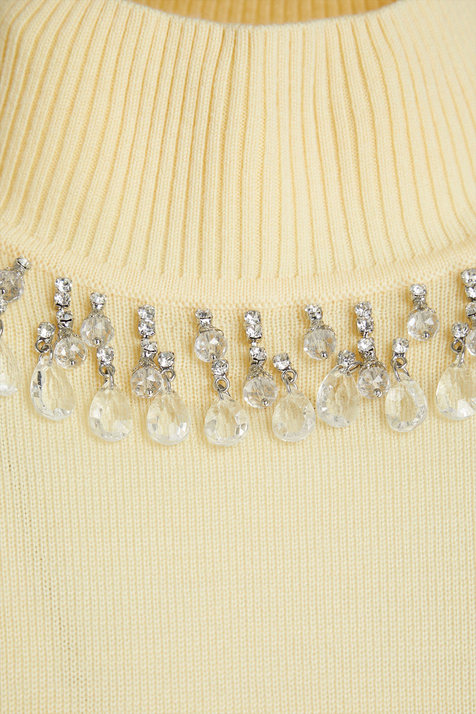 Zimmermann Cropped Crystal-embellished Wool Turtleneck Sweater In Pastel Yellow