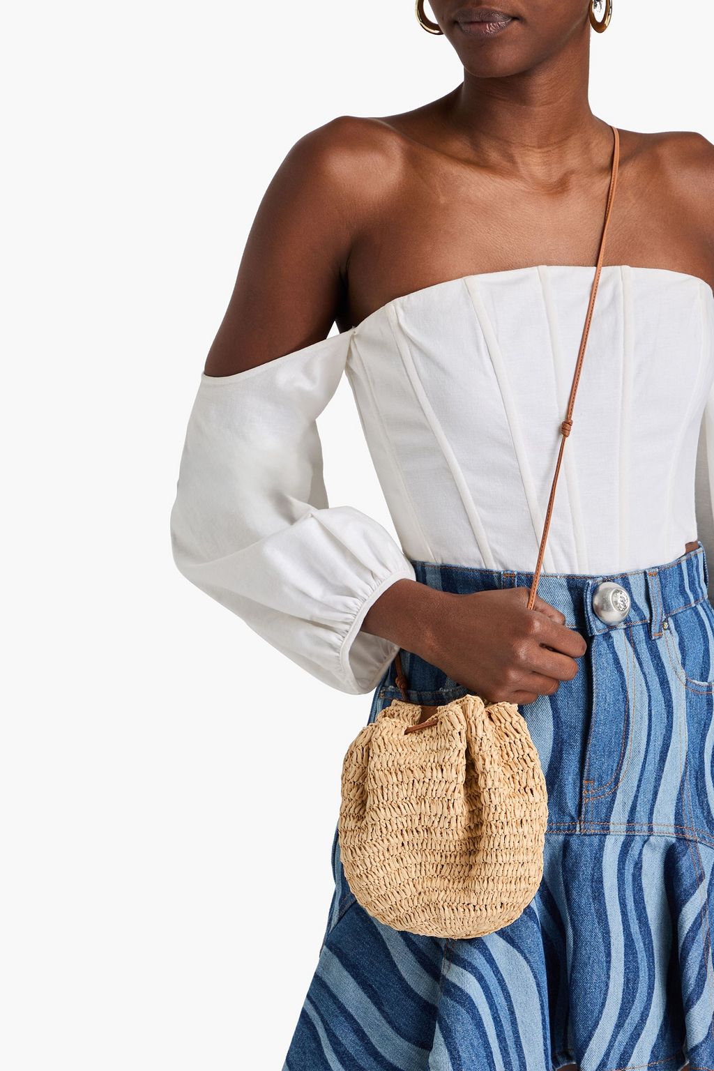 ULLA JOHNSON Paloma faux raffia and leather bucket bag