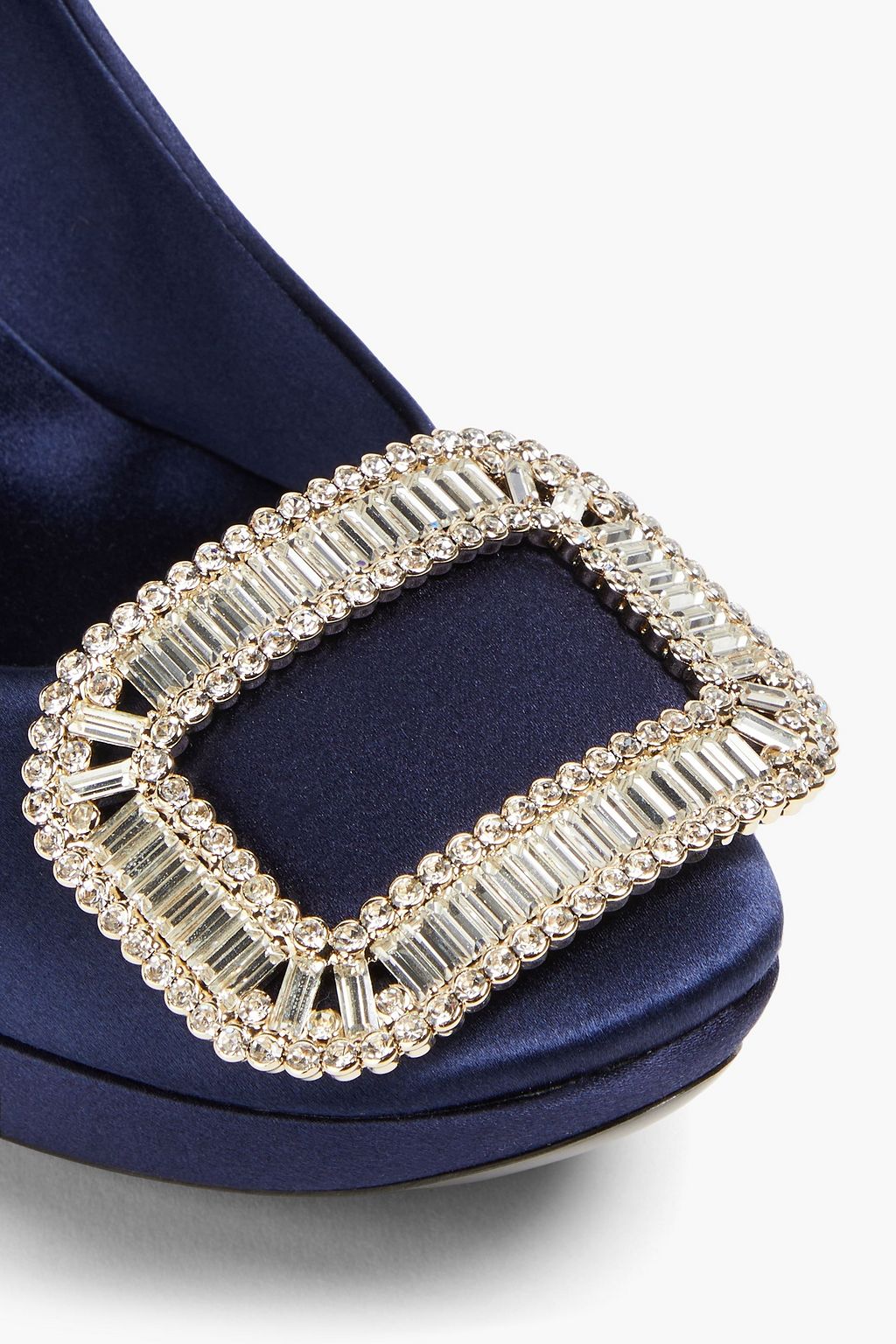 ROGER VIVIER حذاء بامب Limelight بنعل سميك من الساتان مزين بالكريستال