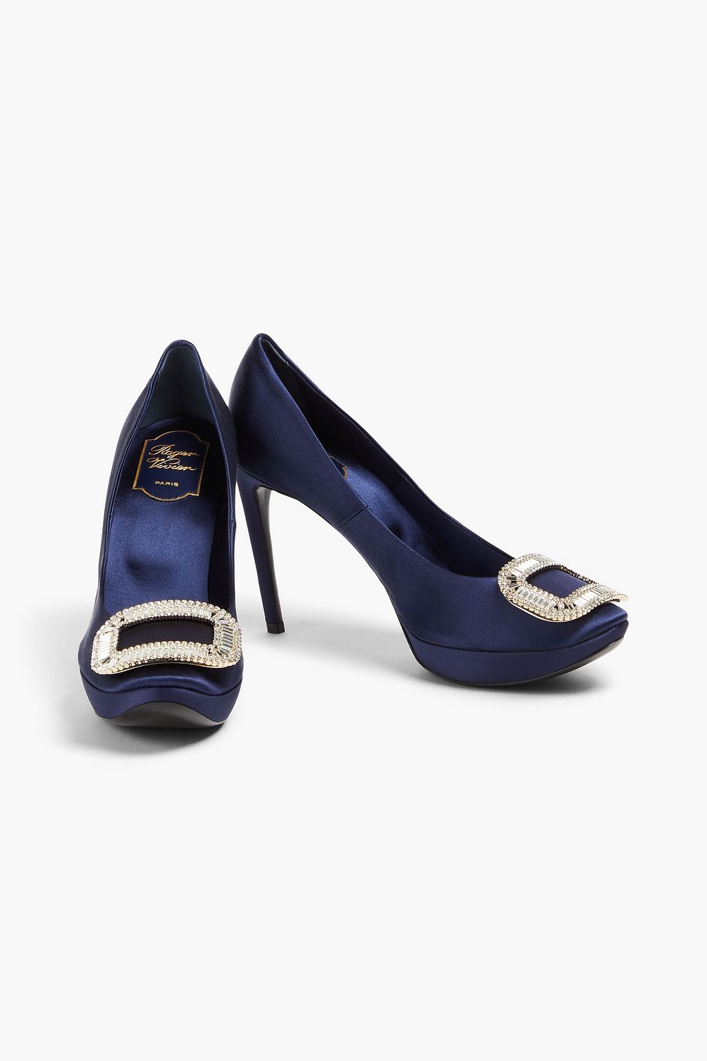 ROGER VIVIER حذاء بامب Limelight بنعل سميك من الساتان مزين بالكريستال