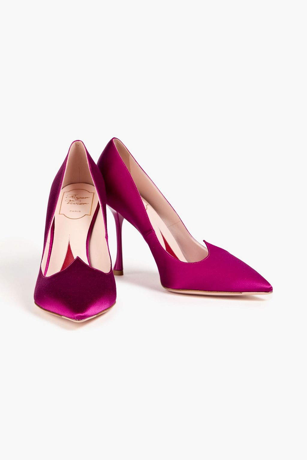 ROGER VIVIER حذاء بكعب عالٍ «أي لوف فيفيه» من الساتان بلون نيون