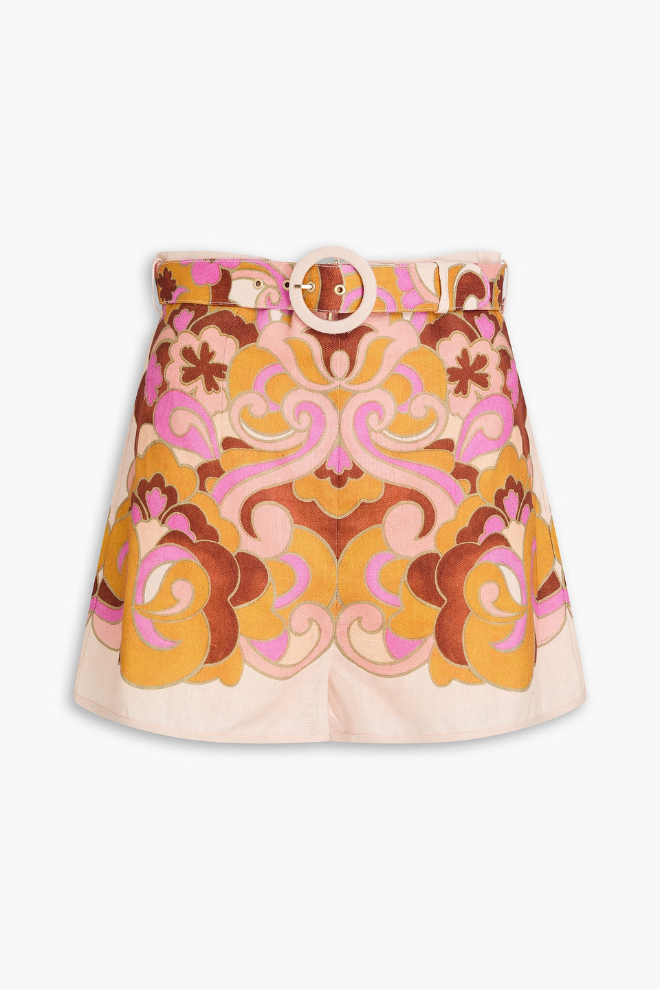 Zimmermann Belted Paisley-print Linen Shorts In Multi
