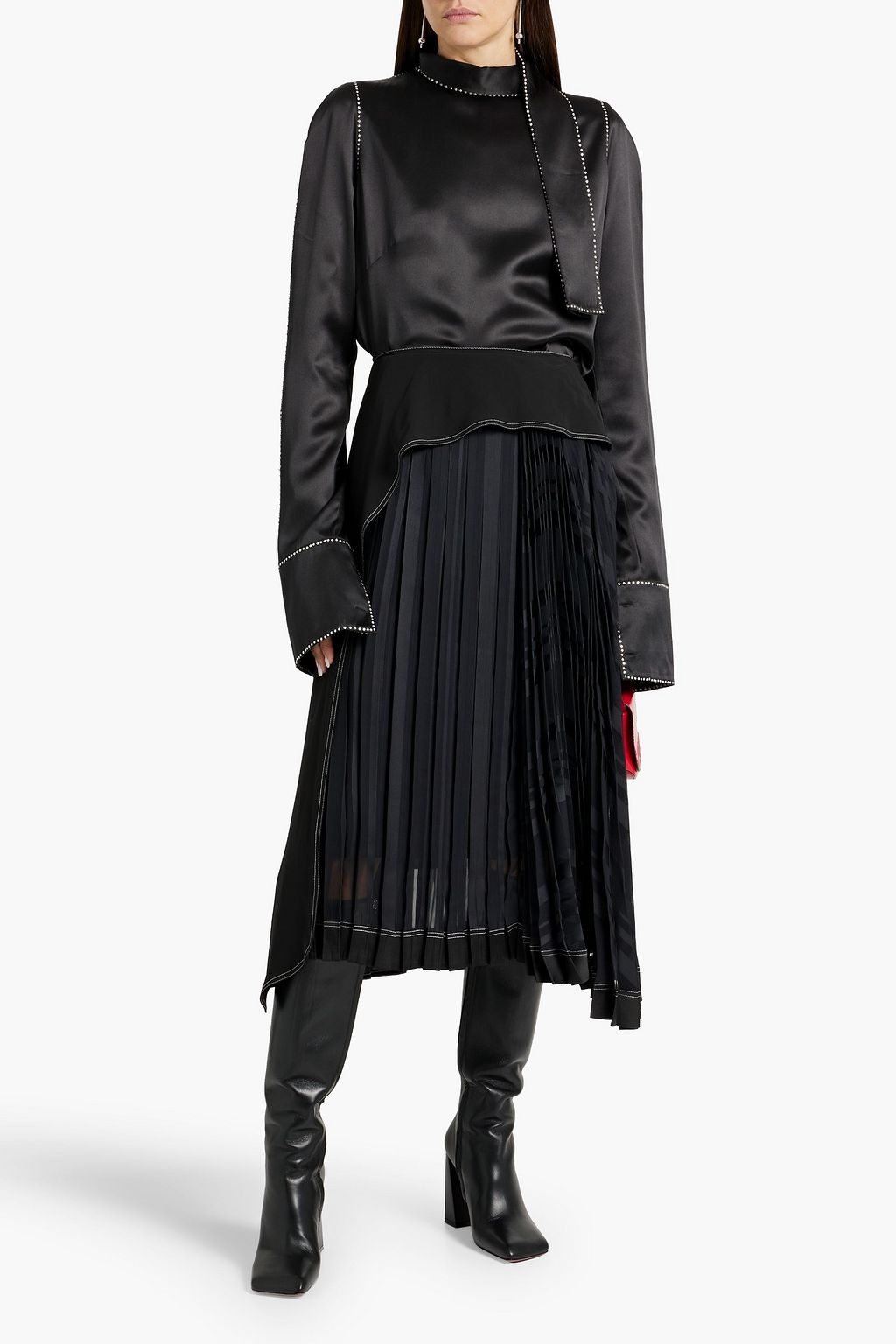 3.1 PHILLIP LIM Layered pleated crepe and georgette midi skirt